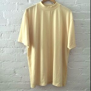 Mens Short Sleeve Pullover Shirt Size Large Cotton Modal Polyester Blend Yellow